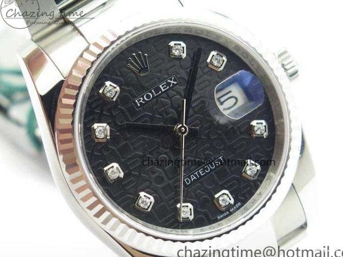0101 Datejust 116234 36mm DJF 1:1 Best Edition Fluted Bezel Black Com Diam Dial On SS Oyster Bracelet SA Breathable 3523